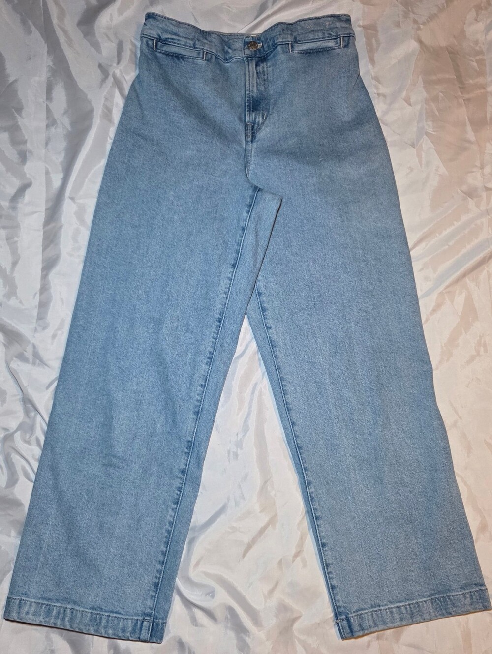 Madewell Emmett Wide Leg Crop Jeans High Rise Light Wash Seamed Denim 26 - Picture 7 of 13